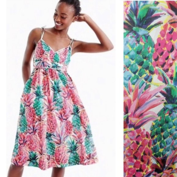 J. Crew Dresses & Skirts - J. Crew Ratti Painted Pineapple Print Dress NWT